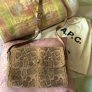 A.P.C. UNUSED Embossed Leather Shoulder Bag — Estimated Retail Value of $620.00